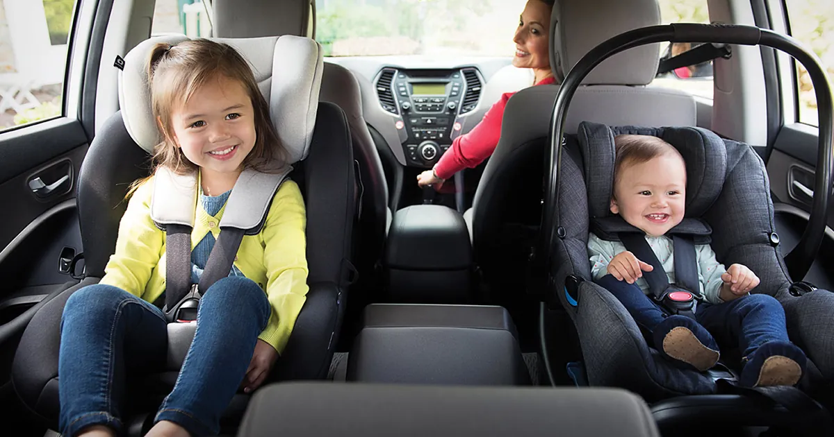 Forward-facing car seat harness and top tether properly secured